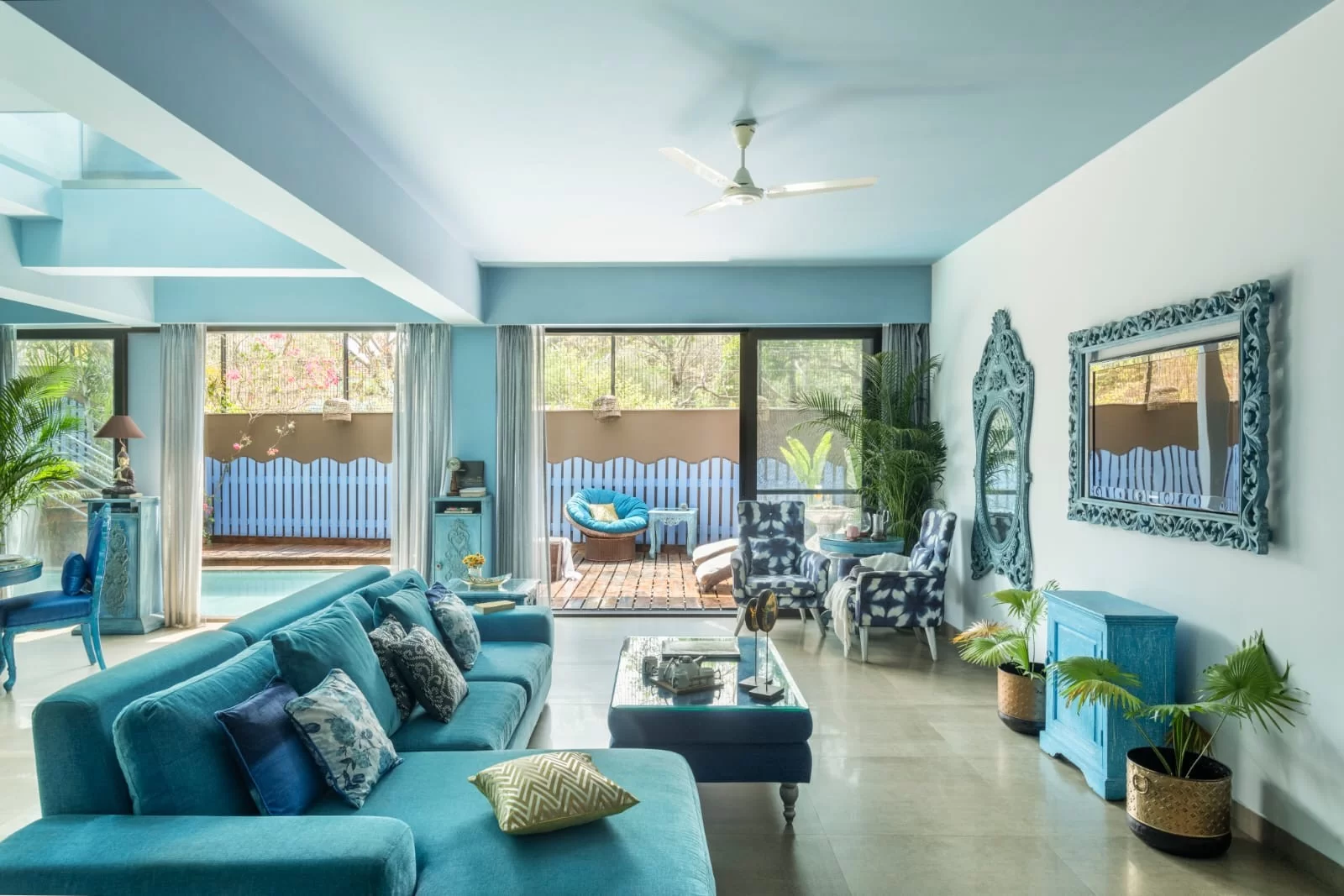 blue color villas in goa